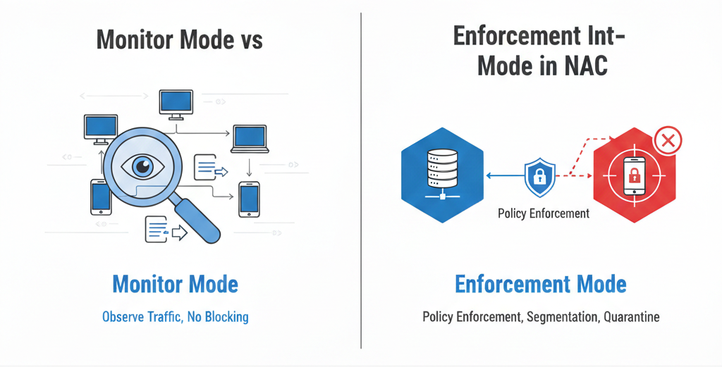 Comparison between Monitor Mode and Enforcement Mode in NAC